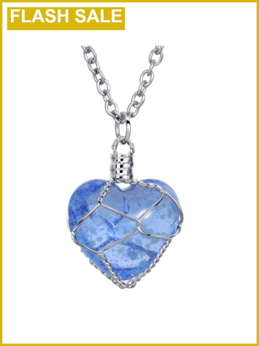 Glow in the Dark Heart Pendant Necklace Stainless Steel Chain Lobster Clasp